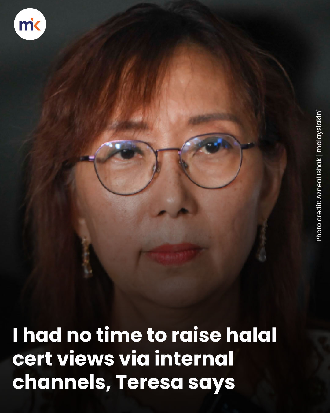 I had no time to raise halal cert views via internal channels, Teresa says