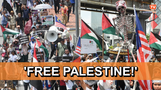 Pro-Palestine rally sees hundreds march to US embassy