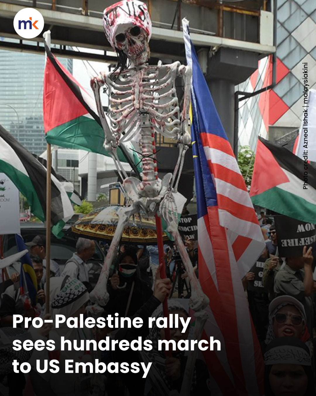 Pro-Palestine rally sees hundreds march to US Embassy