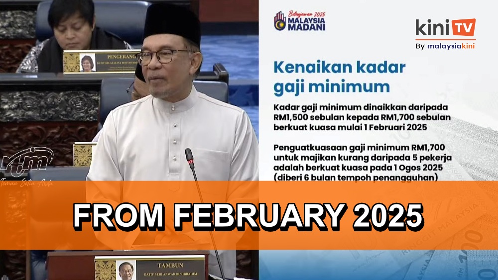 Minimum wage will be increased to RM1,700 from February 2025