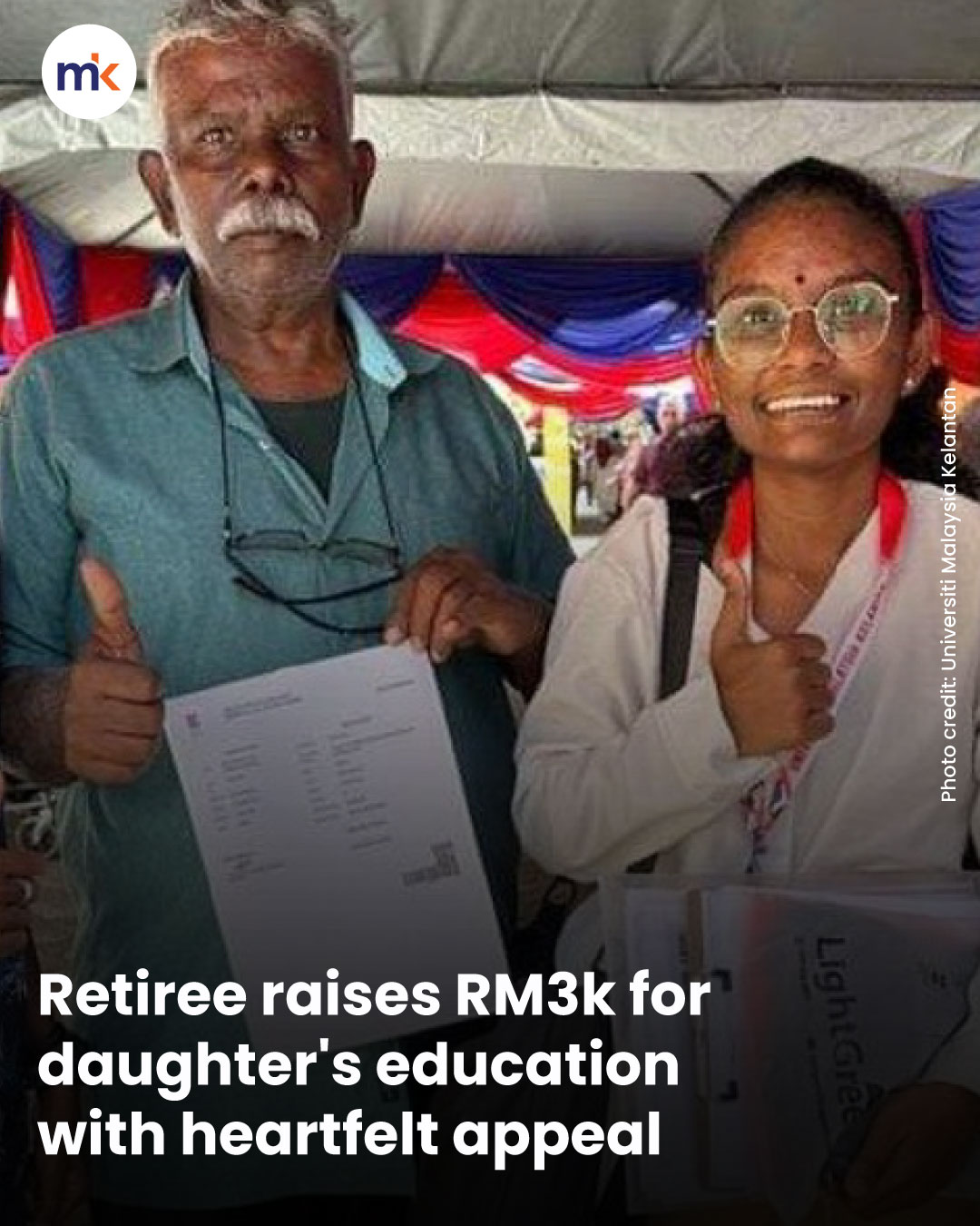 Retiree raises RM3k for daughter's education with heartfelt appeal