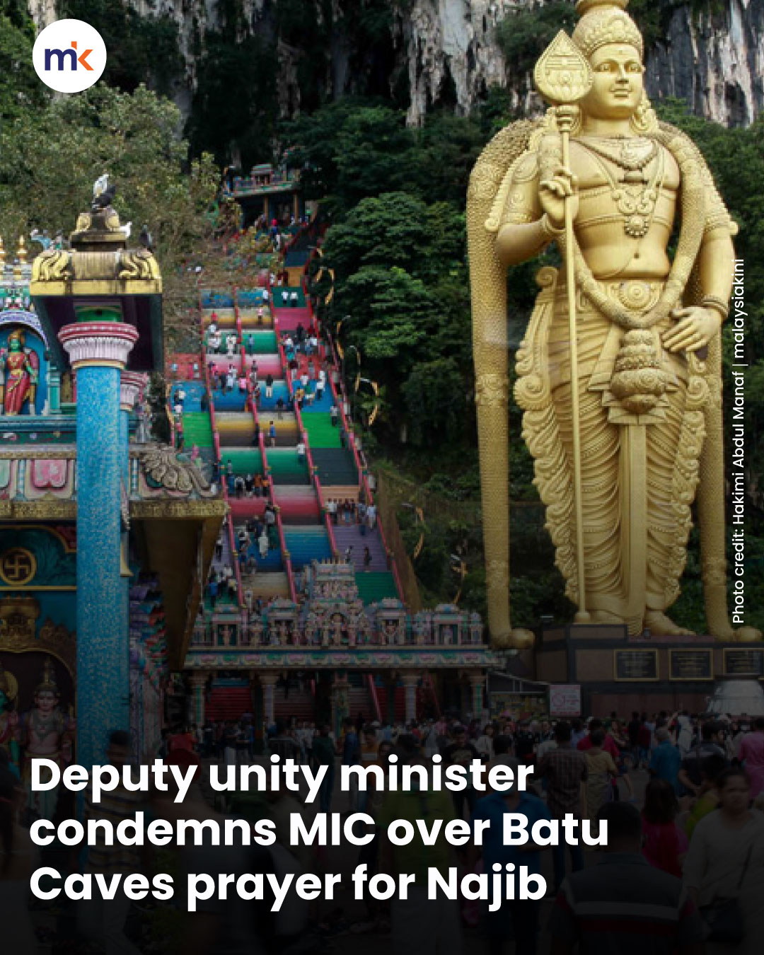 Deputy unity minister condemns MIC over Batu Caves prayer for Najib