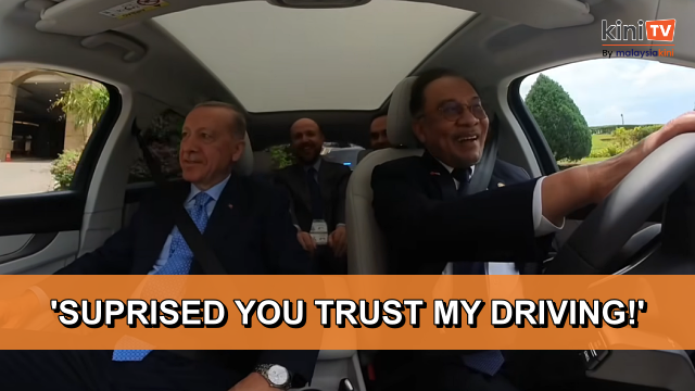 'I'm surprised you trust my driving' - Anwar takes Erdogan for a spin