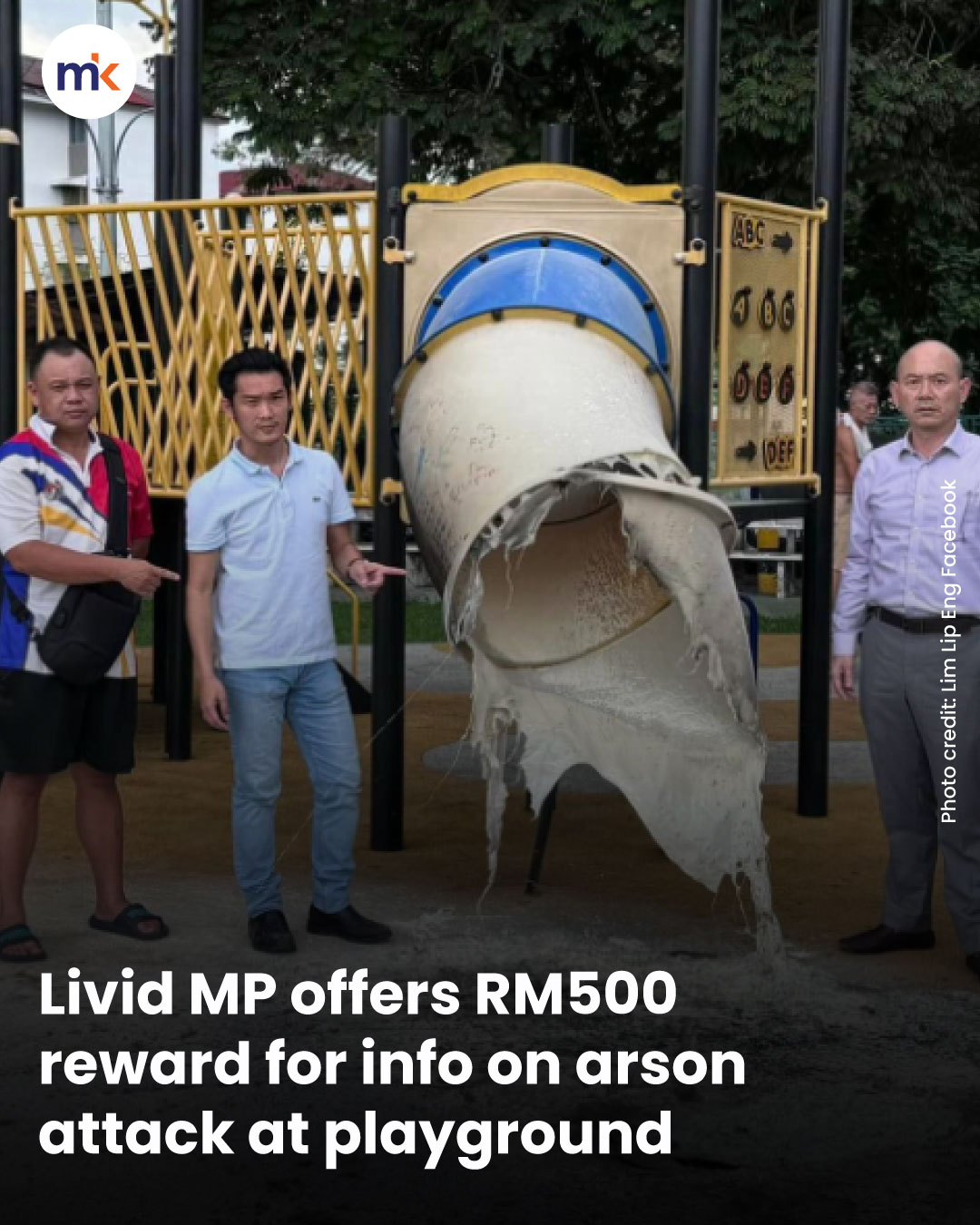 Livid MP offers RM500 reward for info on arson attack at playground