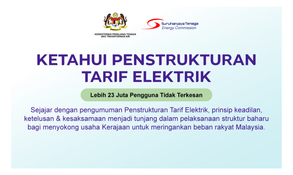 Ketahui penstrukturan tarif elektrik