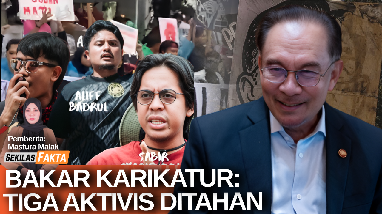 Bakar karikatur - Tiga aktivis ditahan, Jangan buang pelajar USM, Hisham perlu rayu! | SEKILAS FAKTA