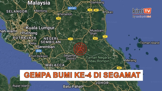 Segamat bergegar lagi awal pagi tadi, rekod 4 gempa bumi seminggu