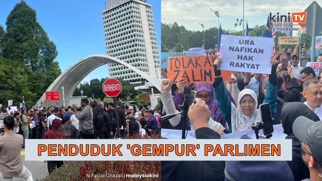 'Tolak penindasan!' - Lebih 100 penduduk demo bantah URA depan parlimen