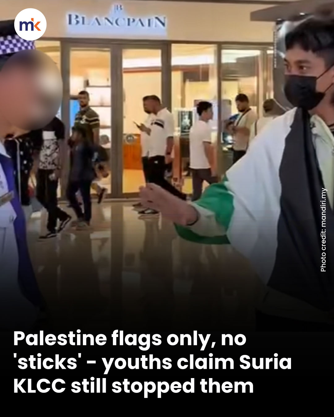 Palestine flags only, no 'sticks' - youths claim Suria KLCC still stopped them