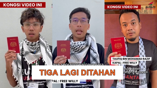3 lagi aktivis Malaysia ditahan Israel, jumlah keseluruhan 15 orang