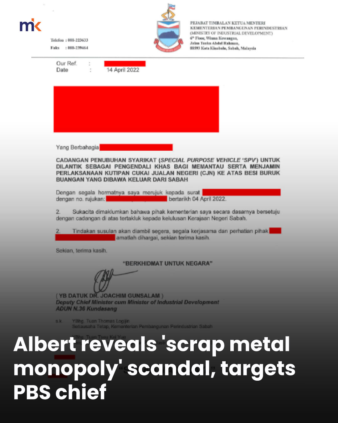 Albert reveals 'scrap metal monopoly' scandal, targets PBS chief