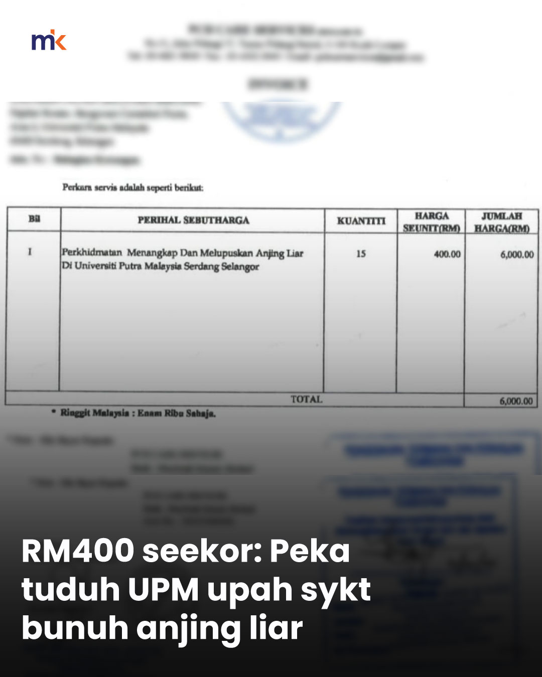 RM400 seekor: Peka tuduh UPM upah sykt bunuh anjing liar