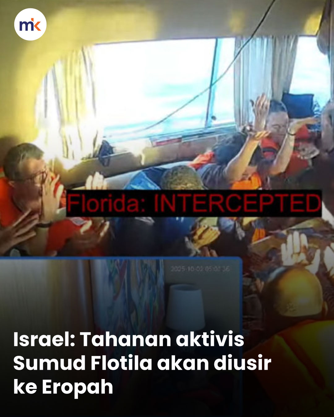 Israel: Tahanan aktivis Sumud Flotila akan diusir ke Eropah