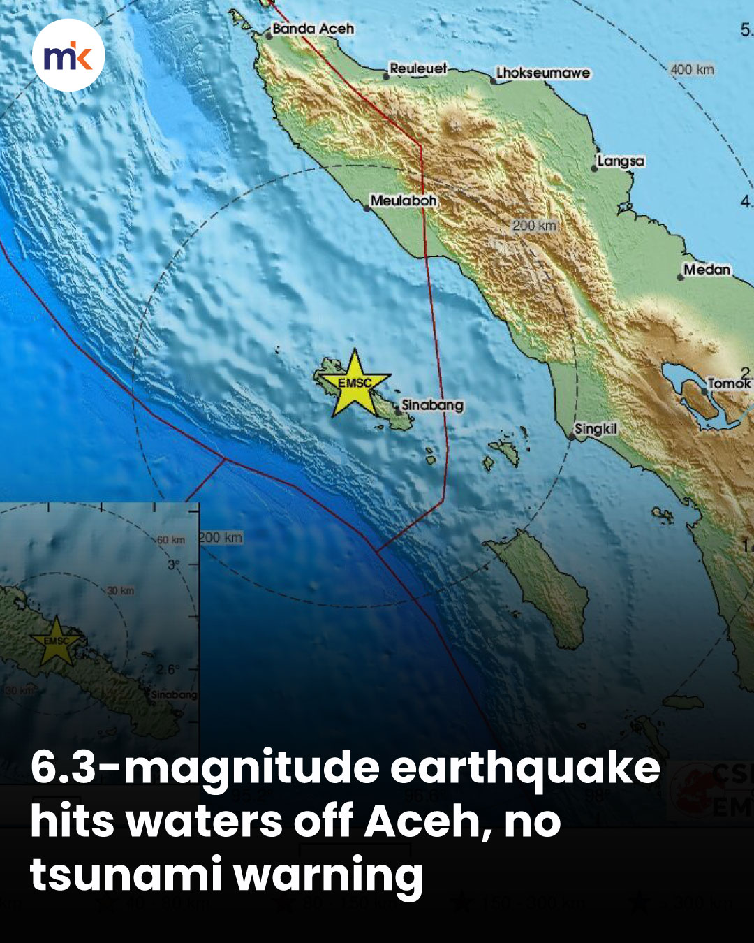 6.3-magnitude earthquake hits waters off Aceh, no tsunami warning
