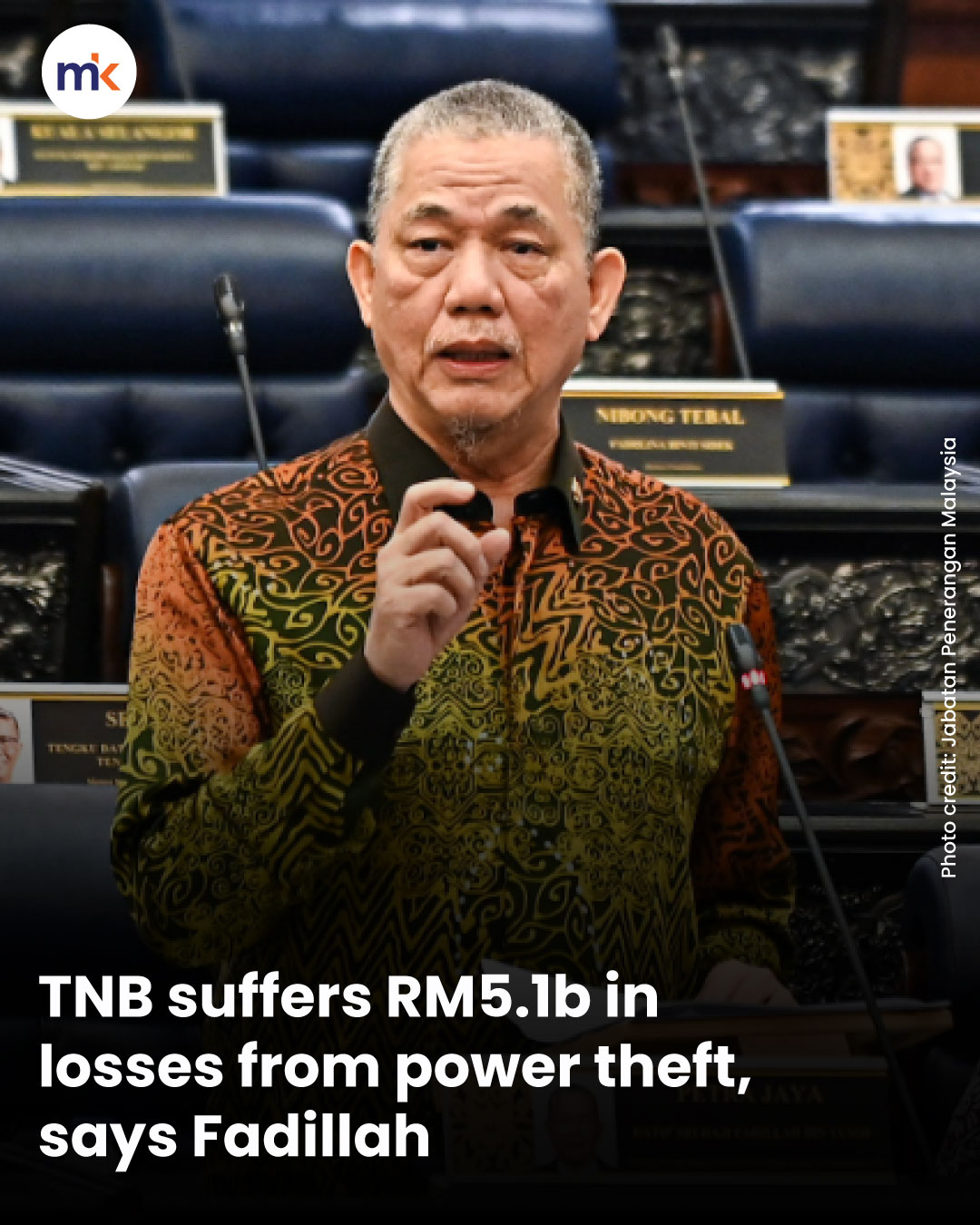TNB suffers RM5.1b in losses from power theft, says Fadillah