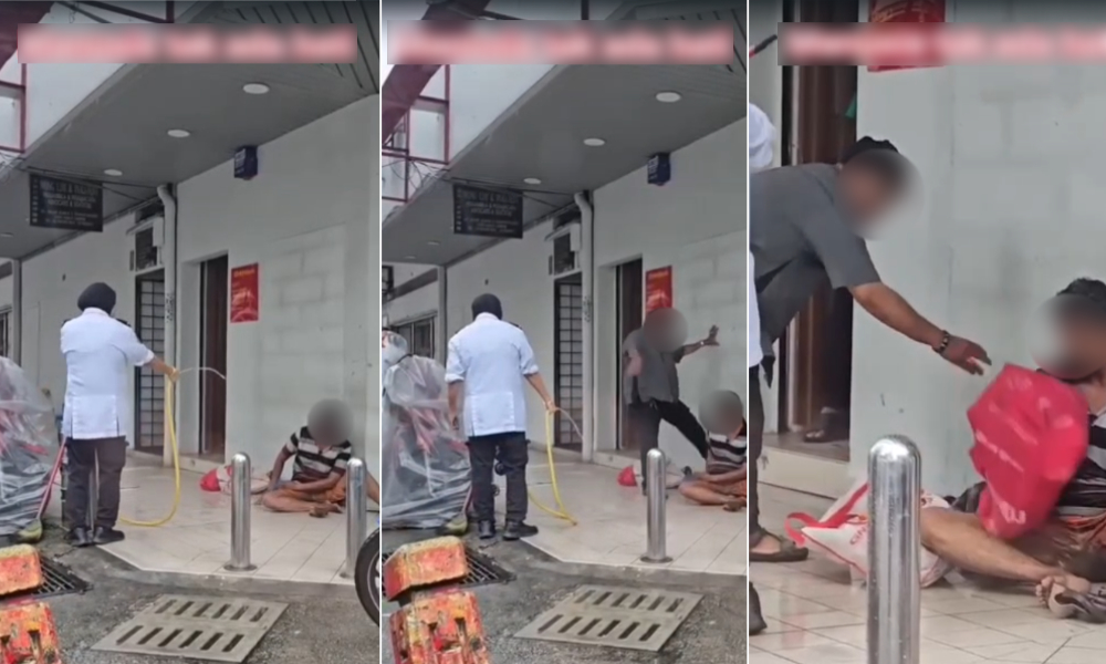Ambank vows action after homeless man hosed down, kicked outside premises