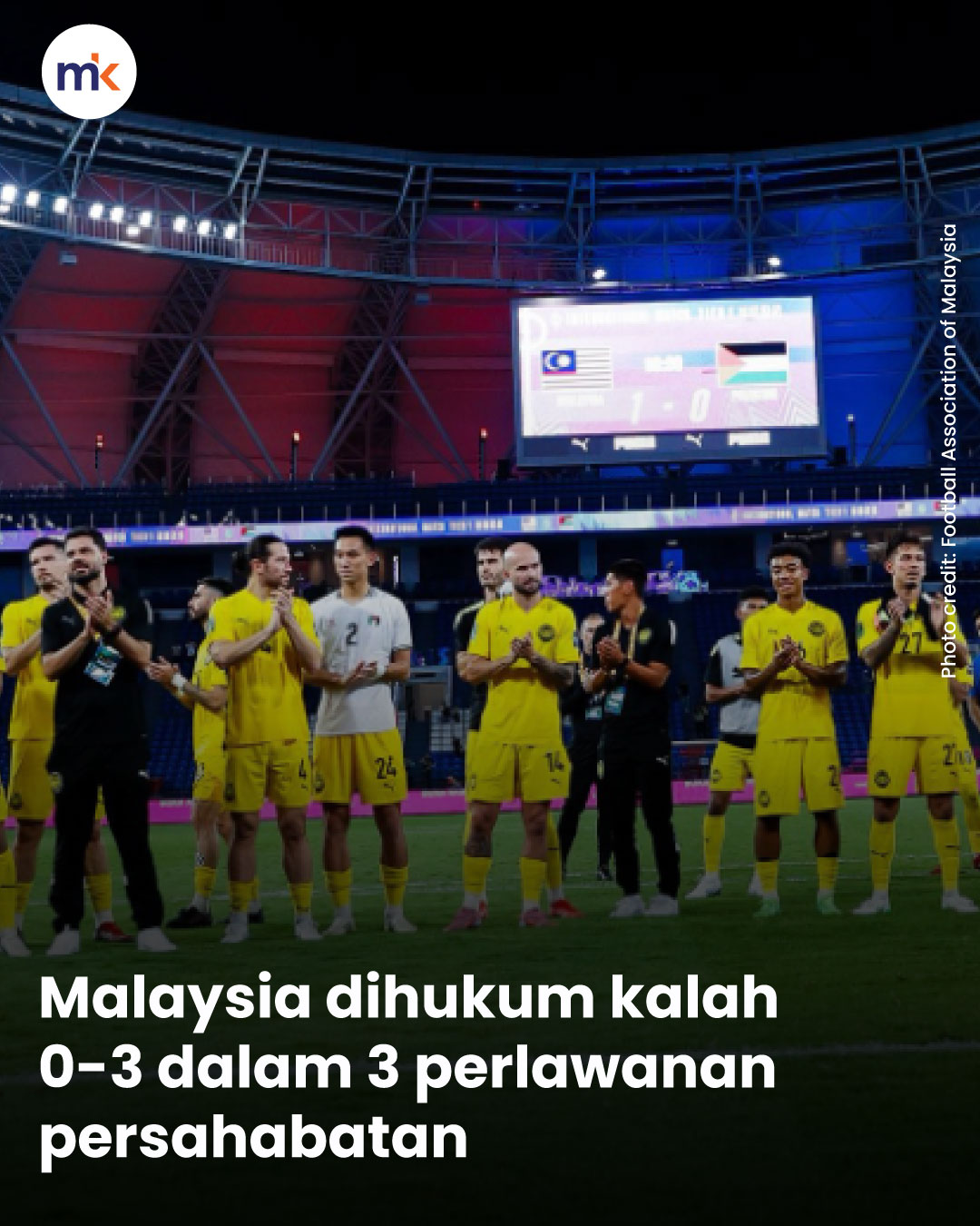 Malaysia dihukum kalah 0-3 dalam 3 perlawanan persahabatan