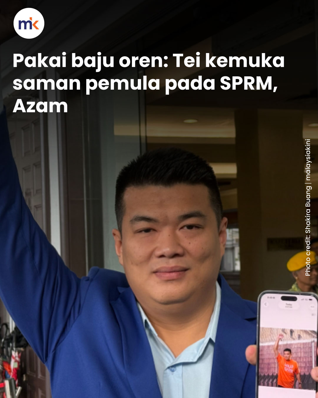 Pakai baju oren: Tei kemuka saman pemula pada SPRM, Azam