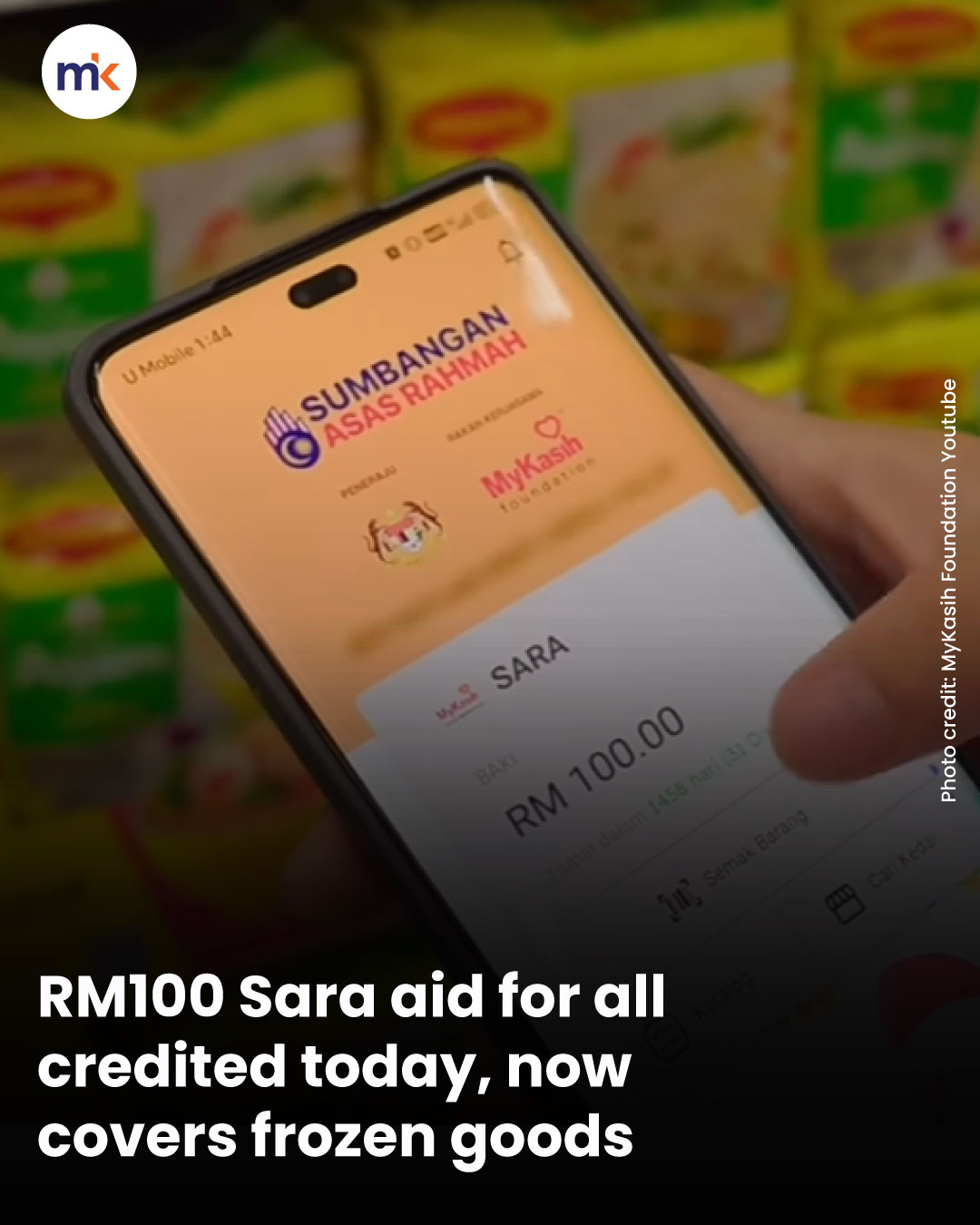 RM100 Sara aid for all credited today, now covers frozen goods