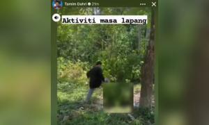 Uproar after 'land activist' filmed stepping on Hindu symbol